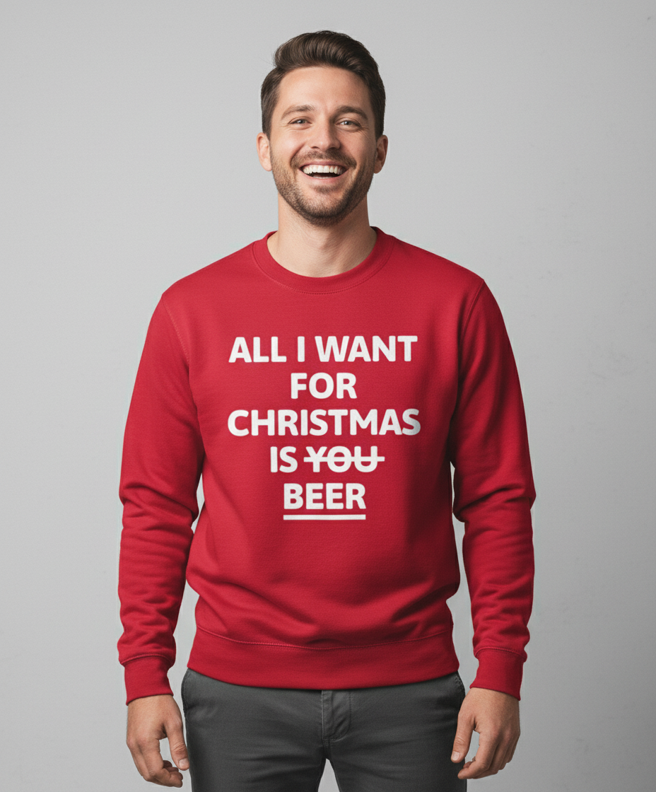 all-i-want-for-christmas-is-beer-sweater-rood All I Want For Christmas Is Beer | Sweater - Rood - Image 1