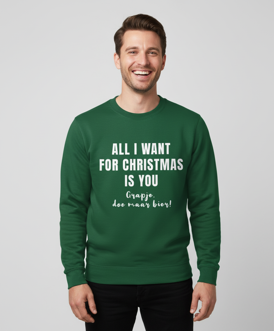 all-i-want-for-christmas-is-you-grapje-doe-maar-bier-sweater-groen All I Want For Christmas Is You (grapje doe maar bier) | Sweater – Groen - Image 1