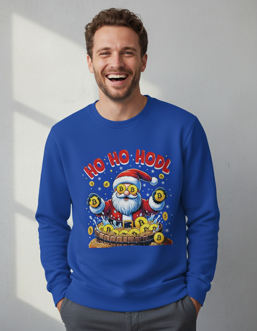 ho-ho-hodl-sweater-blauw Ho Ho HODL | Sweater - Blauw - Image 1