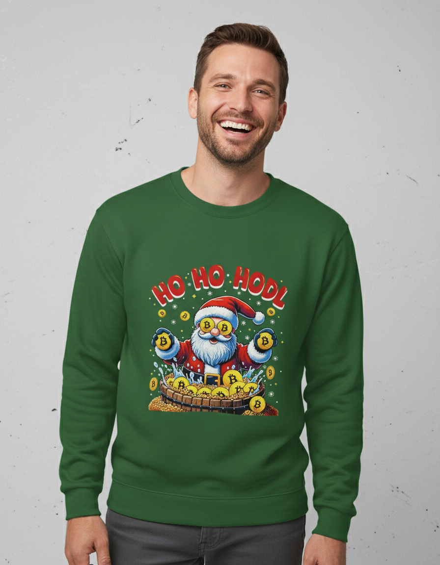 ho-ho-hodl-sweater-groen Ho Ho HODL | Sweater - Groen - Image 1