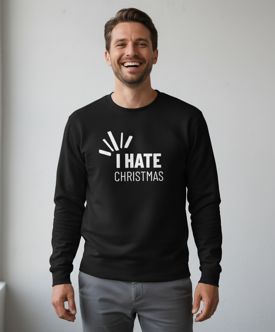 i-hate-christmas-sweater-zwart I Hate Christmas | Sweater - Zwart - Image 1