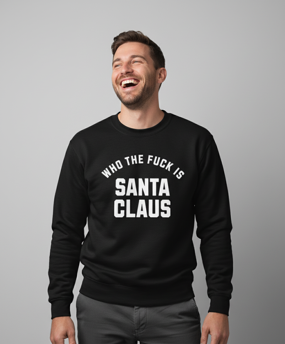 who-the-fuck-is-santa-claus-sweater-zwart Who The Fuck Is Santa Claus | Sweater - Zwart - Image 1