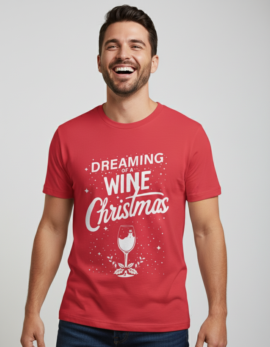 wine-christmas-shirt-rood A Wine Christmas | Shirt - Rood - Image 1